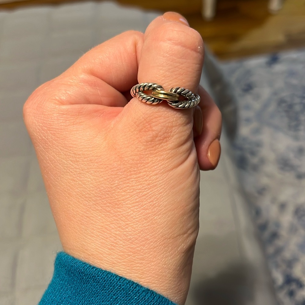 David Yurman Cable Loop Band Ring in Sterling Silver with 18K Yellow Gold